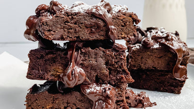 brownies covered in frosting