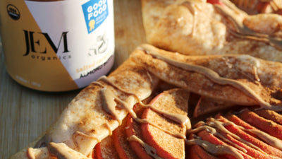 apple galette drizzled with salted caramel almond butter