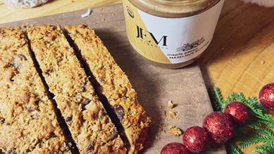 Biscotti with a jar of JEM Organics Pecan Hazelnut Butter