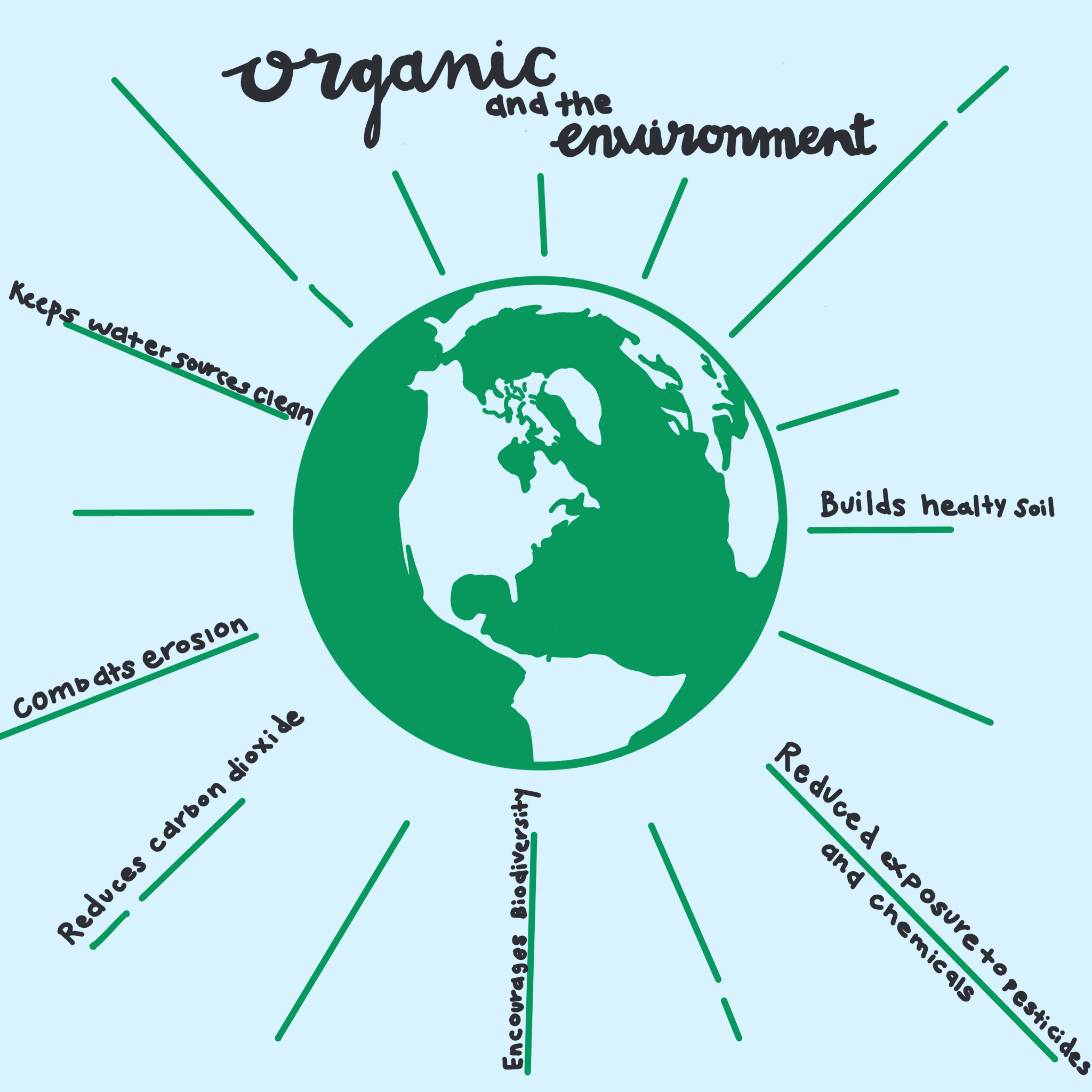 The globe with organic environmental facts.
